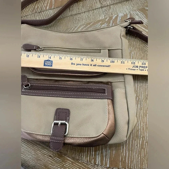 MultiSac Two tone brown multi compartment organizer bag handbag crossbody - Picture 7 of 8